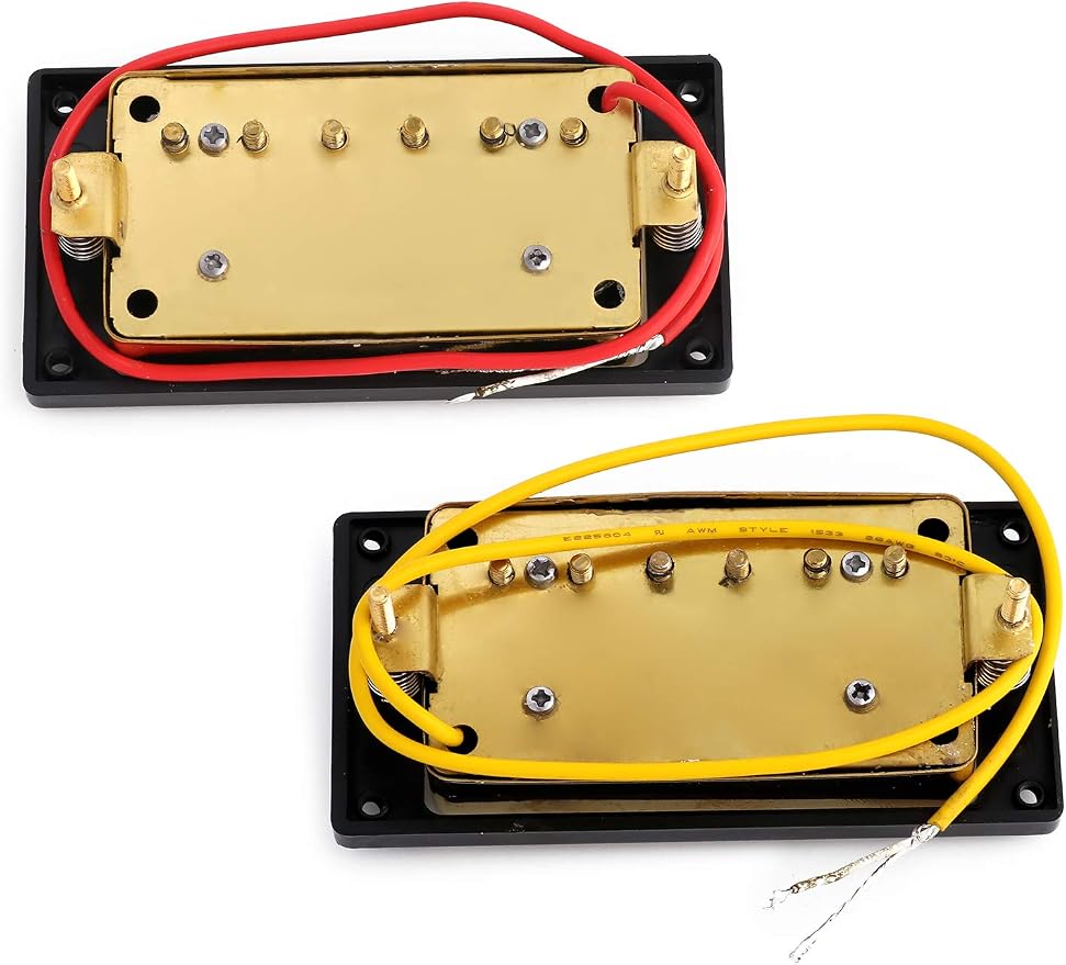 Humbucker Double Coil Pickups Neck and Bridge Pickup Compatible with LP Style Electric Guitar Parts Replacement Gold.