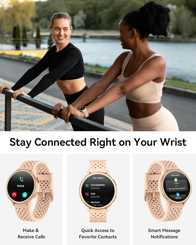 Quican Smart Watch for Women & Men, Compatible with iPhone & Android | Fitness Tracker with Bluetooth Calling, AMOLED Display, Heart Rate & Sleep Tracking, 2 Bands, Perfect Smart Gift