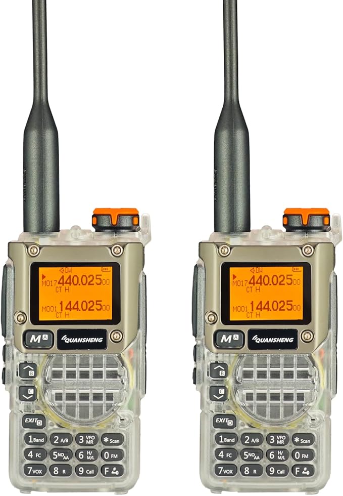QUANSHENG 2 Pack UV-K5(8) Two Way Radio NOAA Weather Forecast AM FM Radio USB-C Charging Crystal