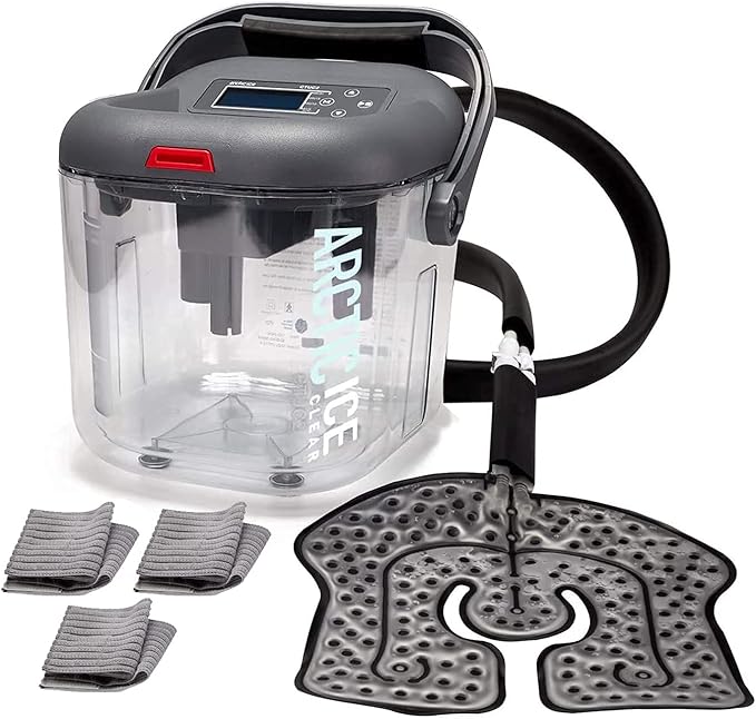 Circulating Cold Water Therapy Ice Machine Gen 2 by Arctic Ice Clear – for Knee, Elbow, Shoulder, Back Pain, Swelling, Sprains, Injuries (Arctic Ice Clear) (with Universal Pad)