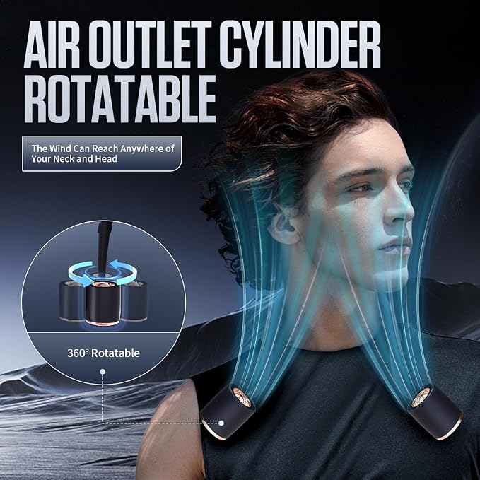 Aroma Neck Fan Waist - Personal Portable 4000mAh USB-C Recargable Battery Powered Clip on Pocket Fans Cooling Gift for Men & Women, 3 Speeds Adjustable (1, Navy Blue)