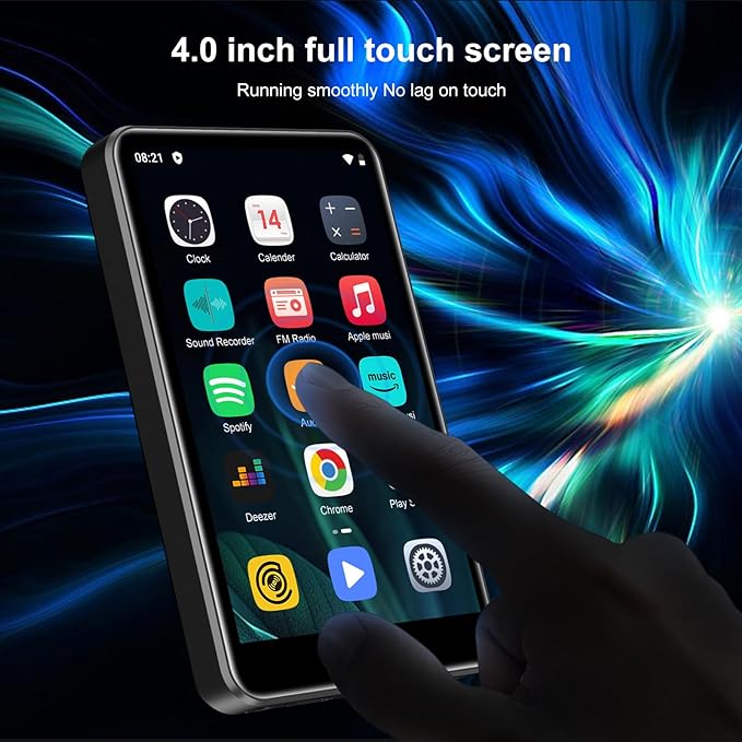 MP3 Player with Bluetooth and WiFi, ZAQE 80GB Storage & Android OS, 4" Touch Screen, FM Radio, Kids MP3 & MP4 Player with Spotify Google Play Store, Portable Media Player