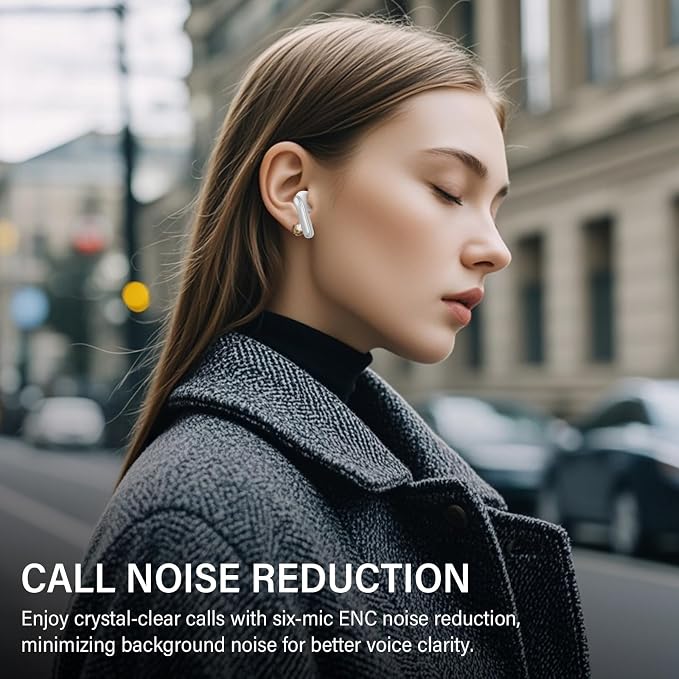 Hybrid Active Noise Canceling Wireless Earbuds, 6 Mics ENC Clear Call Ear Buds, Hi-Res Audio Deep Bass Bluetooth 5.4 Headphones, 48H Playtime, IP7, 8 EQ Modes, Multipoint Connection (White)