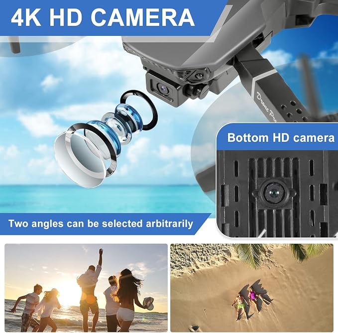 Mini Drone for Kids with 4K Dual Cameras Remote Control Toys Gifts for Boys Girls with Altitude Hold, Headless Mode, One key Return/Emergency Stop, 3D Flips 2 Batteries, Foldable RC Quadcopter