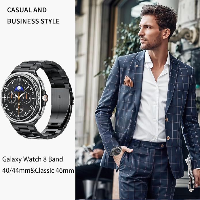 GOLDTOLUCK No Gap Stainless Steel Band Compatible with Samsung Galaxy Watch 8 7 6 5 4 Classic FE Pro Ultra 40mm 44mm 46mm 43mm 47mm 45mm 42mm Replacement Men Women Milanese Metal Elegant Casual