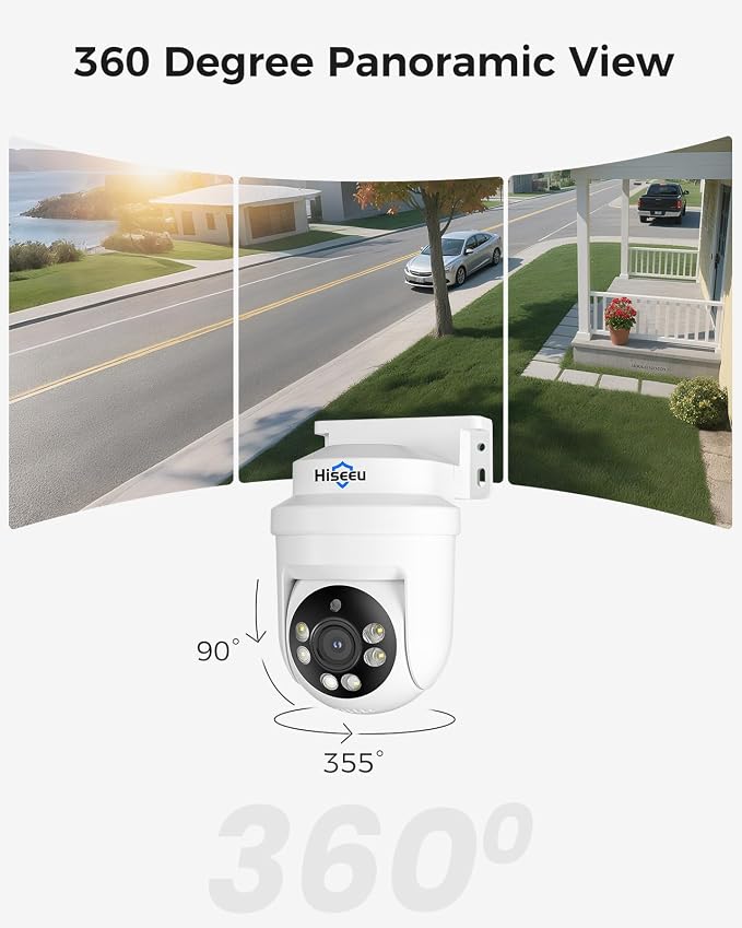 Hiseeu 5MP HD-TVI Dome PTZ Home Surveillance Cameras with 355° pan and 90° tilt,100ft IR Night Vision,IP67 Weatherproof Wired Security Camera for Indoor Outdoor Security Replacement Camera 1PCS