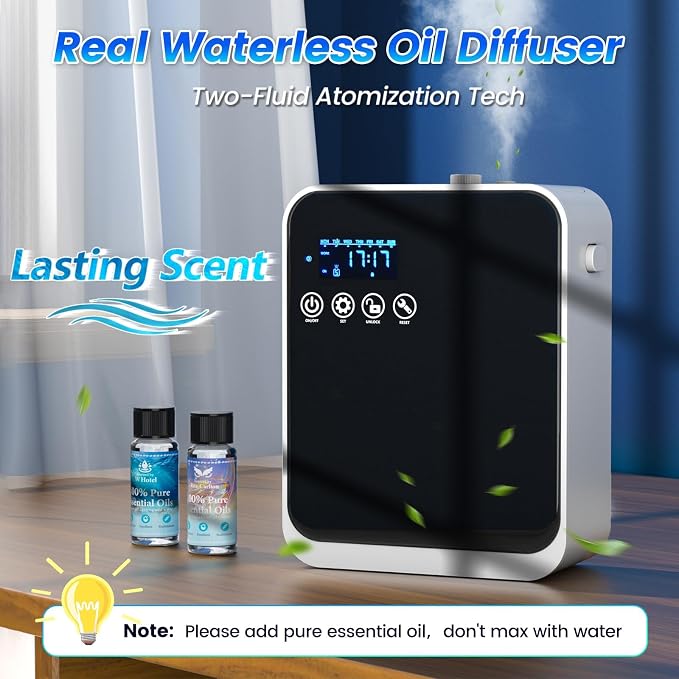 Waterless Essential Oil Diffuser,Hotel Home Aromatherapy Scent Diffuser with APP Control & Touch Screen,Auto Timer,250ml,Cover 1500 sq.ft|Whole House,Large Room Air Freshener for Home,Office,Classroom