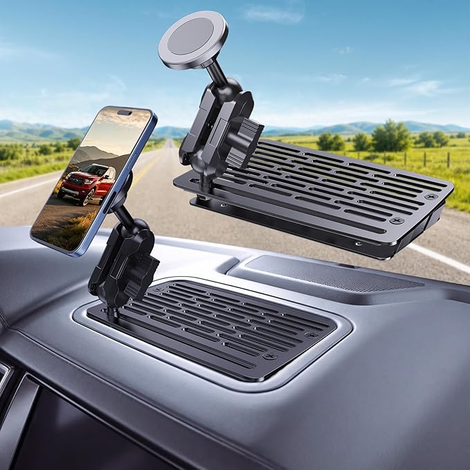 Stainless Steel Phone Mount for 2019-2023 Ford Ranger XL/XLT/Lariat - Heavy Duty All-Metal Shakeproof Bolt-On Install Super Stable Dash Phone Holder - Ford Ranger Phone Mount