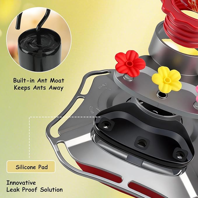 2K Solar Powered Hummingbird Feeder with Camera, AI Identify, Water Monitoring, Instant App Alert, Auto Recording, TF Card Included, Leak-Proof Ant & Bee Proof Outdoor Bird Feeder