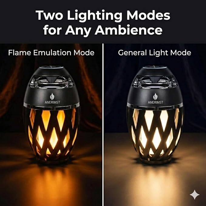 ANERIMST for Dad, Outdoor Bluetooth Speakers with LED Torch Light – Wireless & Waterproof Speaker for Garden, Patio, 360° Sound, 24-Hour Playtime for Men, 2 Pack (Black)