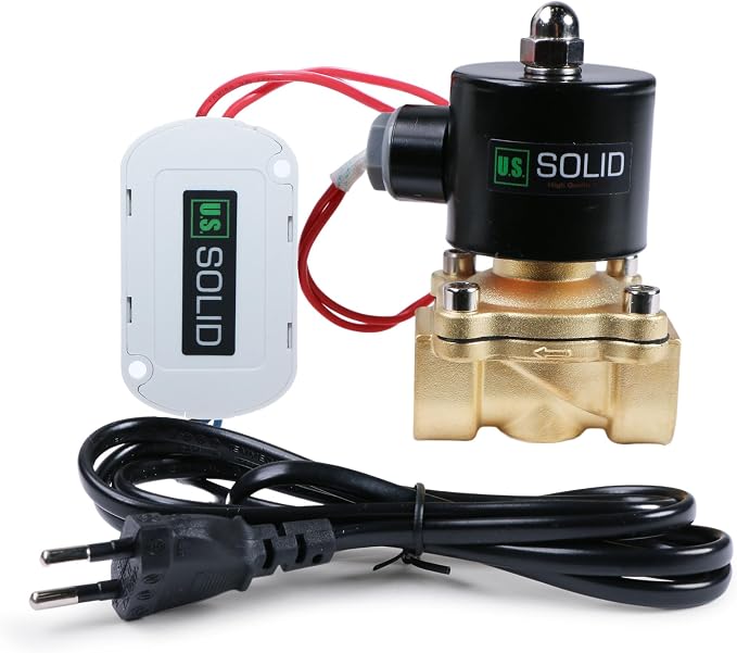 U.S. Solid Smart Solenoid Valve - 3/4 Inch Wi-Fi APP-Controlled Brass Solenoid Valve, 110V AC