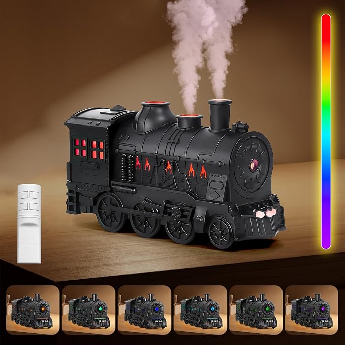 Train Humidifier Aroma Diffuser, 300ml Cool Mist Quiet Aromatherapy Diffuser for Essential Oils,Train Diffuser for Large Rooms, Bedrooms, or Desks (Multicolored)