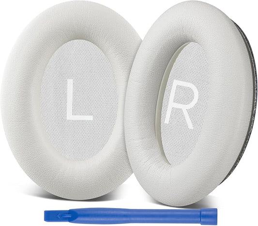 SOPROM Replacement Earpads for Bose QuietComfort 45 (QC45)/QuietComfort SE (QC SE)/Quiet Comfort Wireless Over-Ear Headphones, Ear Pads Cushions with Gentler Protein Leather - White Smoke