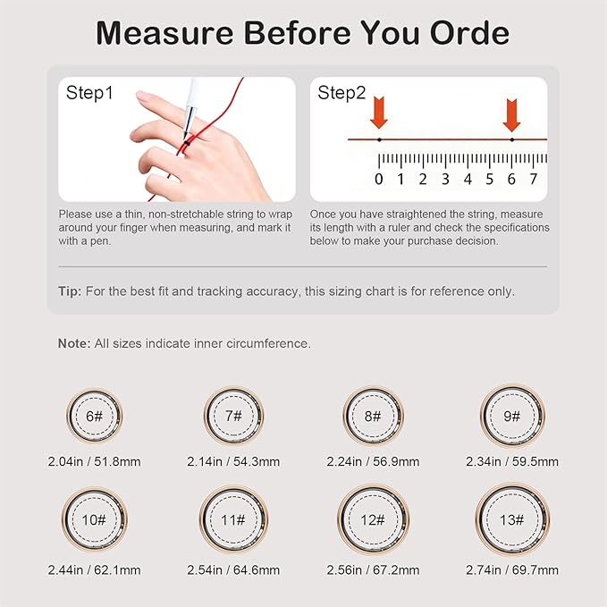Smart Ring for Women Men, Fitness Trackers Fitness Ring (Rose Gold, 10#) | Health Ring with Sleep Tracker, Heart Rate Monitor, Step Counter, Fit Ring for Long Lasting Battery Life, No Subscription Fee