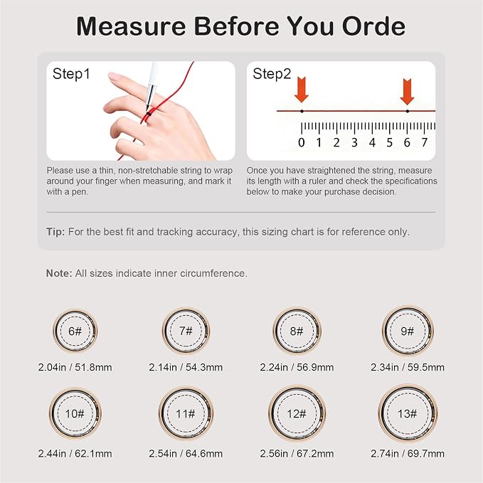 Smart Ring for Women Men, Fitness Trackers Fitness Ring (Rose Gold, 12#) | Health Ring with Sleep Tracker, Heart Rate Monitor, Step Counter, Fit Ring for Long Lasting Battery Life, No Subscription Fee