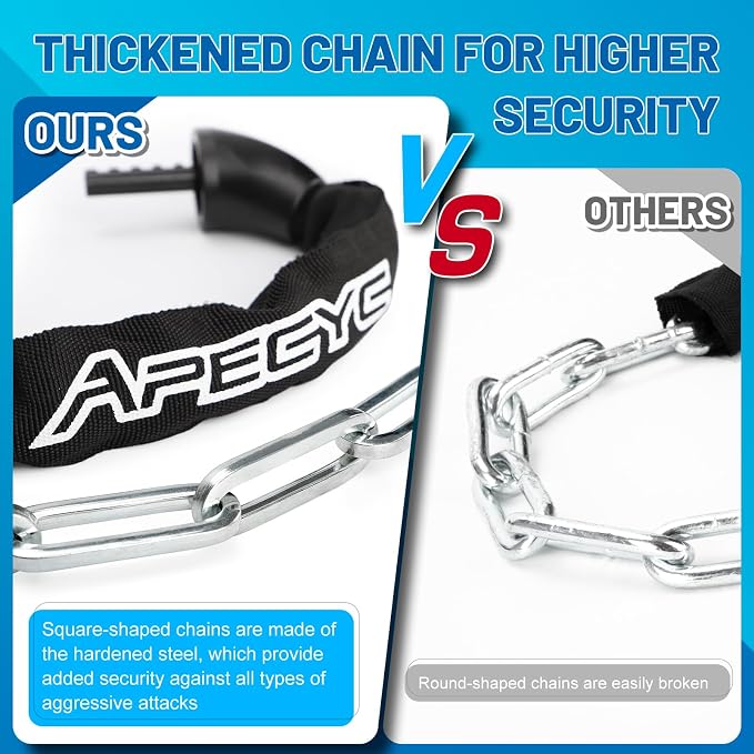 APECYC Bike Lock Heavy Duty Anti Theft, 3/4/5/6FT Bike Chain Lock with 5 Digit Resettable Combination, Bicycle Lock for E Bike, Scooter & Motorcycle, Cut Resistant Security Chain with Protective Cover