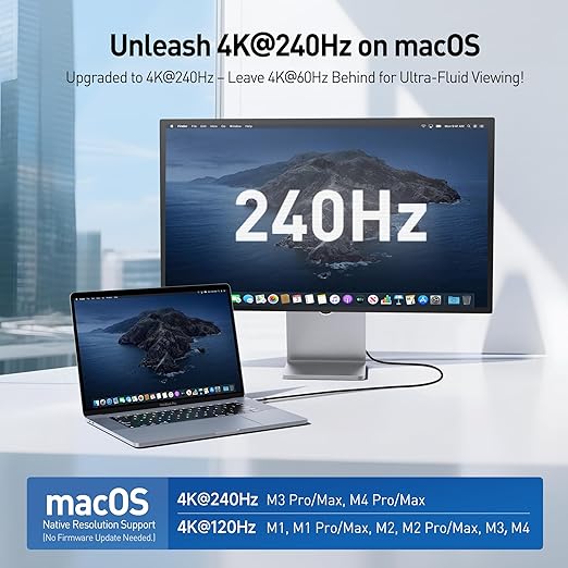 Cable Matters 48Gbps 8K Unidirectional USB C to HDMI 2.1 Cable for macOS, Windows - 6ft, Supports 4K@240Hz / 8K@60Hz with HDR, Thunderbolt 4 to HDMI 2.1 Cable, No Firmware Update Needed