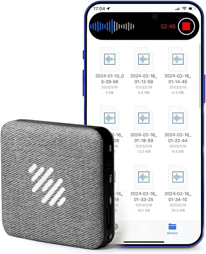 64GB Voice Recorder, Leather Design Recording Device with Playback&MP3 Play,AI Recorder Voice Capacity of Large Capacity Storage with Lectures Meetings Interviews Class.(Grey-64GB)