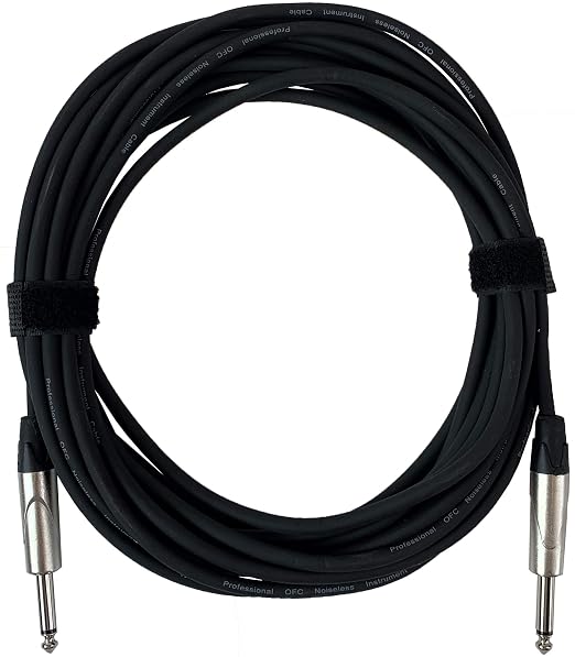 Gearlux Instrument Cable/Guitar Cable, 1/4 Inch, Straight to Straight, Black, 25 Feet - 3 Pack