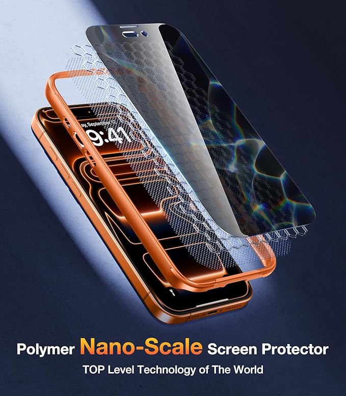 Diaclara Magnetic Designed for iPhone 17 Pro Case 6.3'' [Full Camera Protection] Full Body Bumper,[Compatible with MagSafe] Phone Case w/Built-in Privacy Screen Protector,Orange
