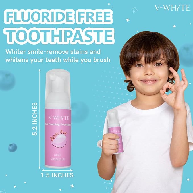 V-WHITE Ultrasonic Toothbrush Bundle: Ultimate Oral Care for The Whole Family Includes 1 X Electric Toothbrush for Adult, 1 X Electric Toothbrush for Kids and 1 X Foam Toothpaste for Kids