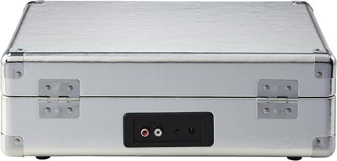 Crosley CR8005F-SI Cruiser Plus Vintage 3-Speed Bluetooth in/Out Suitcase Vinyl Record Player Turntable with Built-in Speakers, Silver