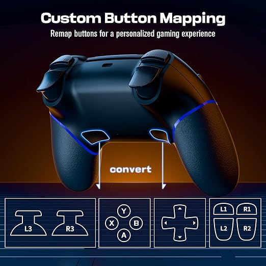CHEREEKI Wireless Controller for PS4 with Hall Effect Joystick 2 Macro Buttons Vibration Feedback Motion Sensor 1000 mAh Battery Touchpad 3.5mm Headphone Jack Black