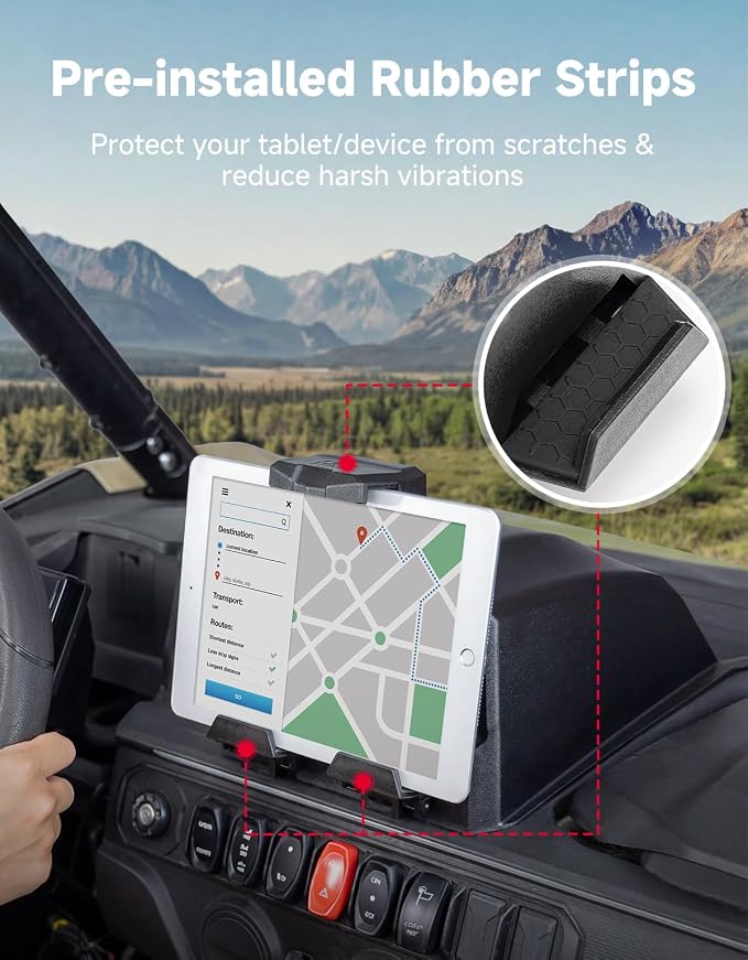 KEMIMOTO Tablet Mount Storage Box Electric Device GPS Mount | Compatible with 2023+ CFMOTO ZForce 950 Sport & Trail / ZForce 800 Trail G2 Phone Holder Adjustable Navigation Tablet Holder