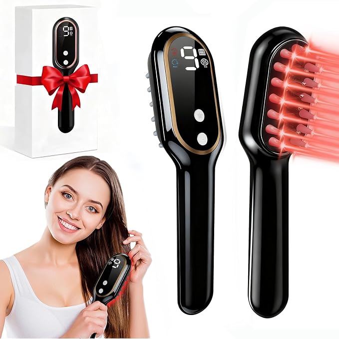 Obiredk ㅤLaser Hair Growth Comb, 650nm Red Light Therapy for Hair Regrowth, FDA Cleared LLLT Scalp Massager for Thinning Hair & Receding Hairline Rechargeable - Black
