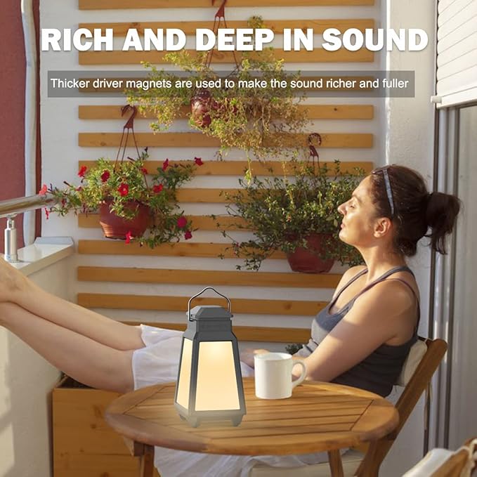 Inwa Outdoor Bluetooth Speakers, Wireless Speaker Sync Up to 100 Speakers, IPX5 Waterproof, Beat-Driven Light Show, Night Light, Compatibility with Phone, Computer, Echo Dot, for Patio, Yard, Pool