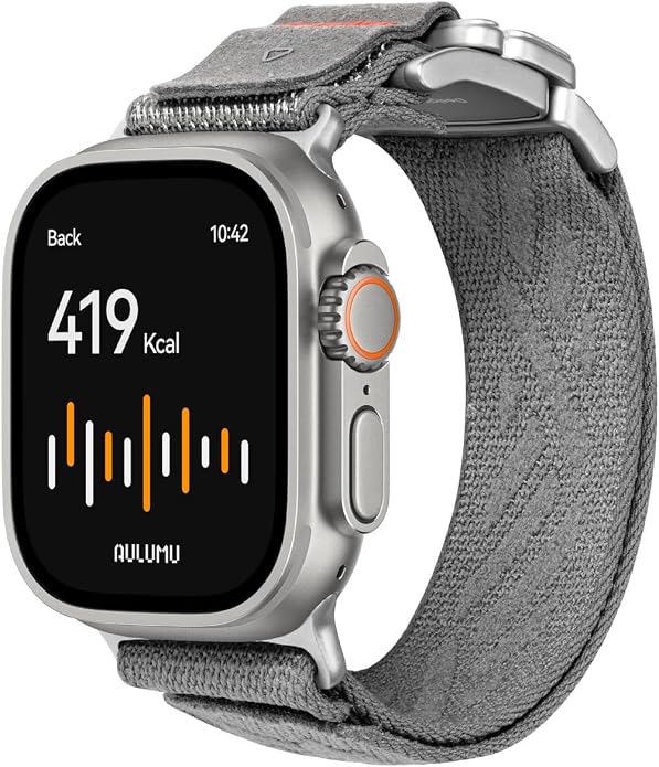 Aulumu C03 Snap Functional Titanium Buckle for Apple Watch Ultra (3/2/1) Nylon Band | Luxury Embossed Texture Knit | Quick-release Design | iWatch Bands for 49/46/45/44MM
