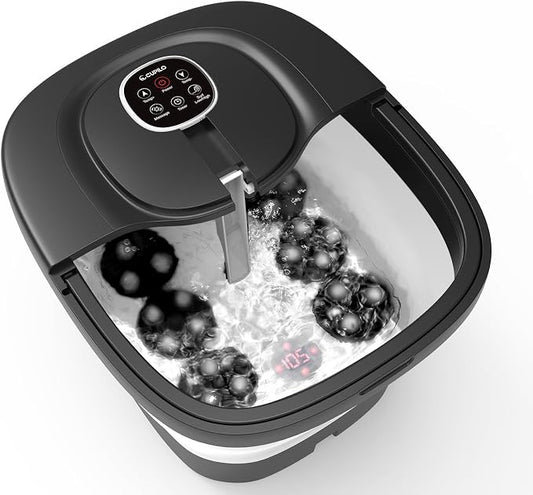 CuPiLo Foot Spa Bath Massager, Upgraded Foot Bath with Circulation Heat, Motorized Shiatsu Massage Balls, Pedicure Soaking Tub with Waves, Remote, Handle, Feet Stress Relief, Gifts