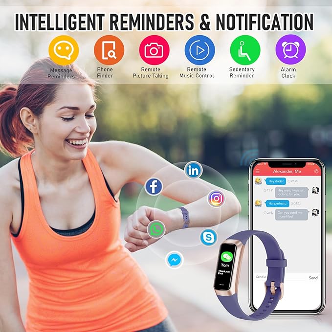 Fitness Tracker with 24/7 Heart Rate, Health Tracker with Calories Sleep Monitor, 1.10''AMOLED Touch Color Screen, Step Counter Activity Pedometer Smart Watch for Women Men