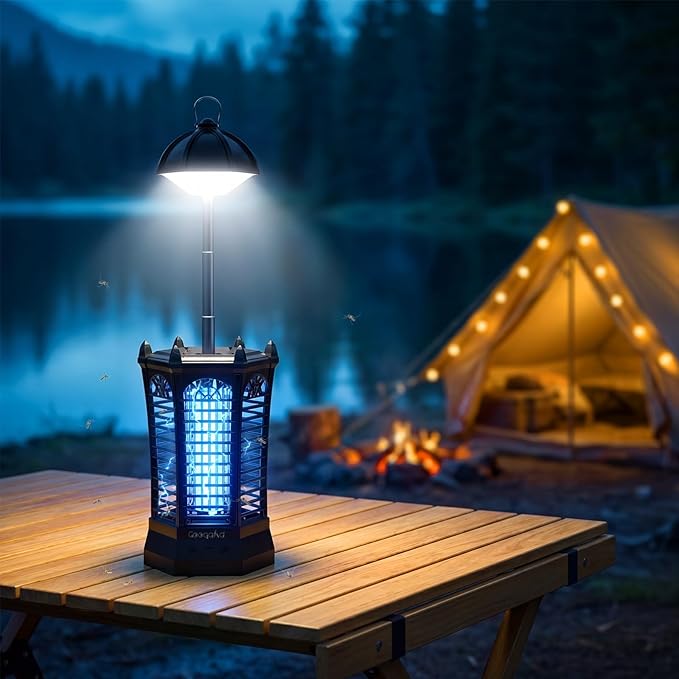 Bug Zapper Outdoor 2026, Portable Electric Mosquito Killer with Camping Light, Cordless USB Rechargeable Bug Zapper Fly Zapper Trap for Fishing, Hiking, Camping, Patio, Home