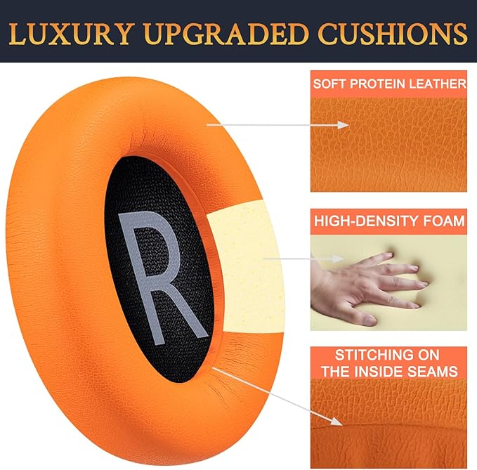 SOULWIT Replacement Earpads for Bose 700 (NC700) Wireless Headphones, Ear Pads Cushions with Softer Protein Leather, High-Density Noise Cancelling Foam, Added Thickness - Orange