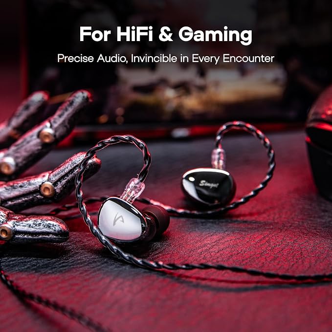 Linsoul SIMGOT EG280 in Ear Monitor, 1DD+1 Planar HiFi IEM, Wired Gaming Earphone with Microphone, 1.7m Long Detachable 2Pin OFC Cable, with USB-C Adapter, for FPS Games and Audiophile Musician