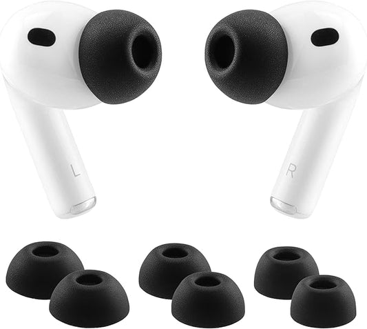 Memory Foam Ear Tips for AirPods Pro 3rd Generation 2025, Ultimate Comfort, Replacement Ear Tips for AirPods Pro 3 Earbuds, 3 Pairs (Black, SML)