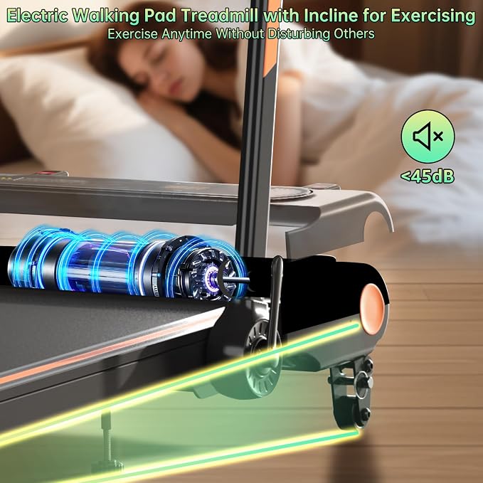 Walking Pad with Incline and Handle Bar, 3.0HP Electric Protable Mini Walking Pad Treadmills for Home Small Space, Small Treadmill for Exercising, 0.6-7.6MPH, 350LB Capacity
