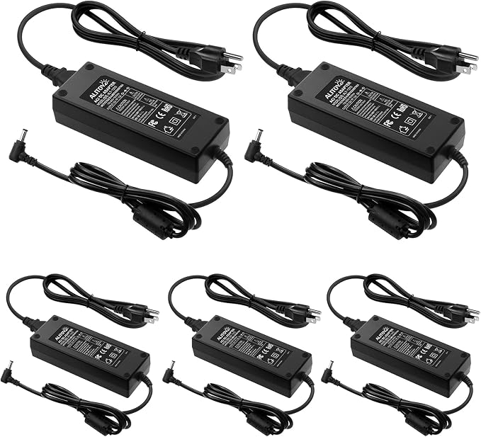 ALITOVE 12V 10A Power Supply Adapter 100-240V AC to DC 12 Volt 10amp 120W Converter 9.5A 9A 8.5A LED Driver Transformer 5.5x2.5mm Plug for LED Strip Light DC Pump LCD Monitor CCTV Camera, Pack of 5