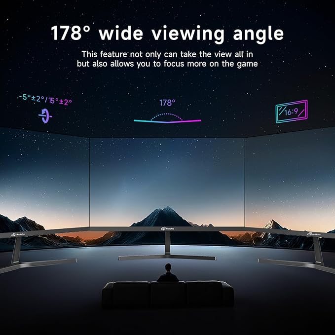 ArcticPro Monitor 24 inch Monitor 120Hz, FHD 1080p, Computer Monitor, IPS, 99% sRGB, 1ms Response Time, 3-Sided Frameless, Ultra Slim, VESA Mountable, Anti-Blue Light Design, HDMI & VGA Ports
