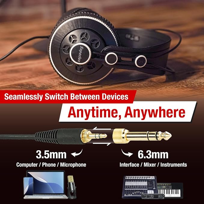 Superlux HD681F Studio Monitor Headphones Over Ear Wired with 50mm Neodymium Driver, Semi-Open, Sweet Vocal Sound, Copper-Coated Aluminum Wire for Live Music Hall Listening Session Podcast Stream