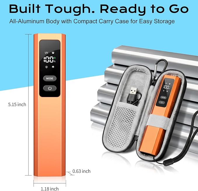 EDC Flashlight 4 in 1 Pocket Magnetic Slim Flat Flashlight High Lumens Work Light with Green Beam & UV Light & Warning Light Combo EDC Rechargeable LT-010 (Orange Color)