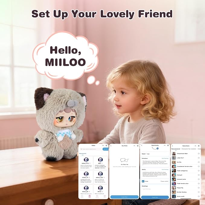 AI Smart Stuffed Animal with ChatGPT-Real-Time Voice Interactive Plush Toy, Learning Assistant & Emotional Companion for Kids 3+ Interactive Plush Stuffed Animal Toys (Small)