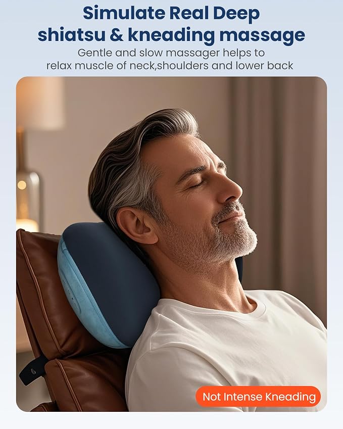 COMFIER [2026 Gift for Men,Women,Cordless Shiatsu Neck and Back Massager with Heat,Portable Massager Pillow with 3D Kneading Deep Tissue, Soothes Muscle Tension at Home, Office, Travel