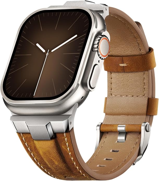 Suitisbest Leather Band Compatible for Apple Watch Ultra Band 49mm 46mm 45mm 44mm 42mm 41mm 40mm, Genuine Leather Replacement Strap for iWatch series 11 10 9 8 7 6 5 4 3 2 1, SE 3 2 1, Ultra 3 2 1