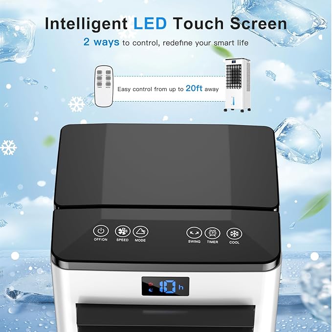 Portable Air Conditioners,3-in-1 Evaporative Cooling Fans that Blow Cold Air, 4 Modes 3 Speeds, 12H Timer & Remote, 120°Oscillation, Windowless Portable AC Swamp Cooler w/ 8L Tank for Home Bedroom