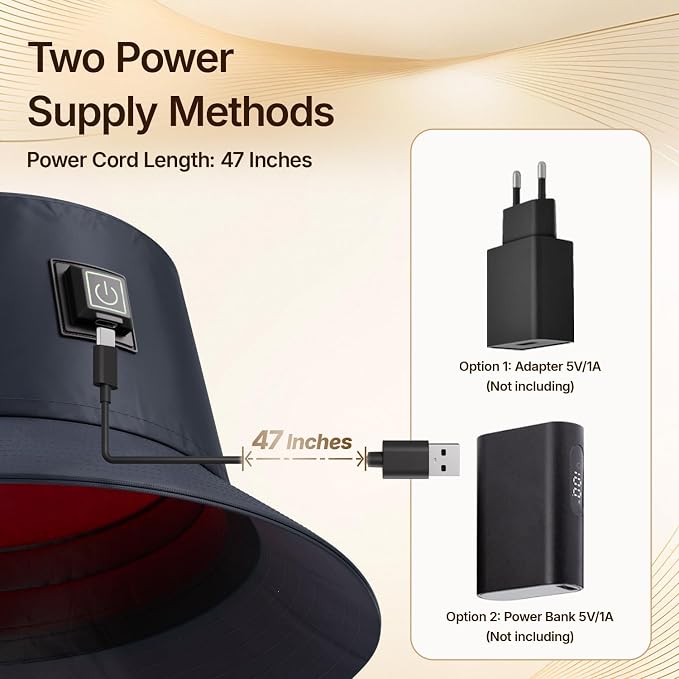 Red Light Therapy Hair Growth Cap, 336 Chips 660nm & 850nm Near Infrared, Discreet Fisherman Hat Design Fits Up to 24.4 Inches, Professional Red Light Therapy for Full Scalp Coverage