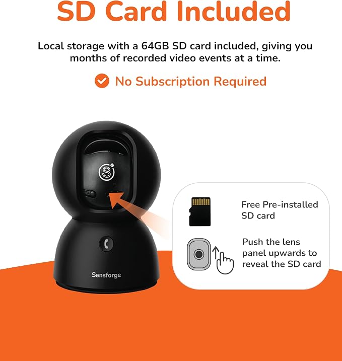 SensForge 2.5K Pan-Tilt Security Camera, 360° Dual-Band WiFi Camera for Home, Free AI Human & Pet Detection