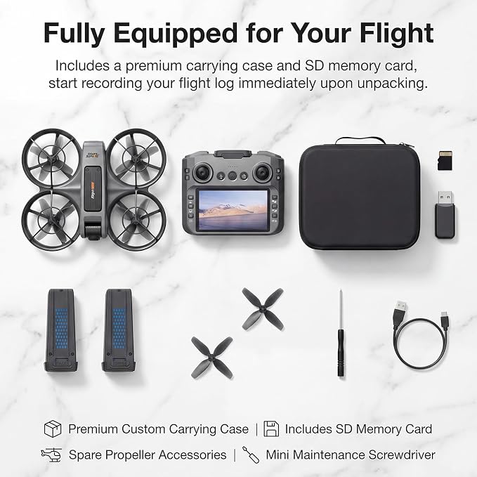 Drone with UHD Camera, Drone with Screen on Controller for Beginners, Remote Control Quadcopter with 2 Batteries, One Key Start, Easy to Fly, Altitude Hold, 3D Flips, Carrying Case （Dark Gray）