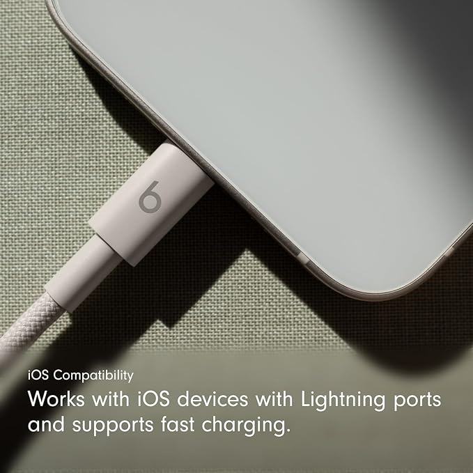 Beats USB-C to Lightning Woven Cable Fast Charging Durable/Tangle-Free Compatible Charger for Apple Devices w Lightning Ports (1.5 m, 5 ft) - Surge Stone